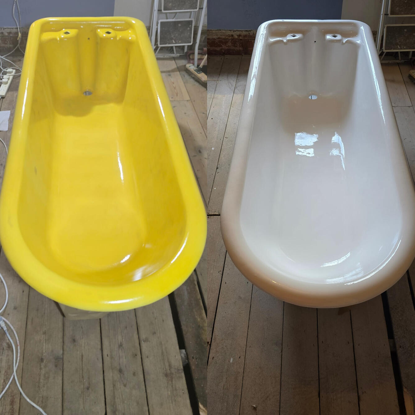 CAST IRON BATH RESURFACED BEFORE AND AFTER PHOTOS OF A CAST IRON ROLL TOP BATH RE-ENAMELLED IN Bristol