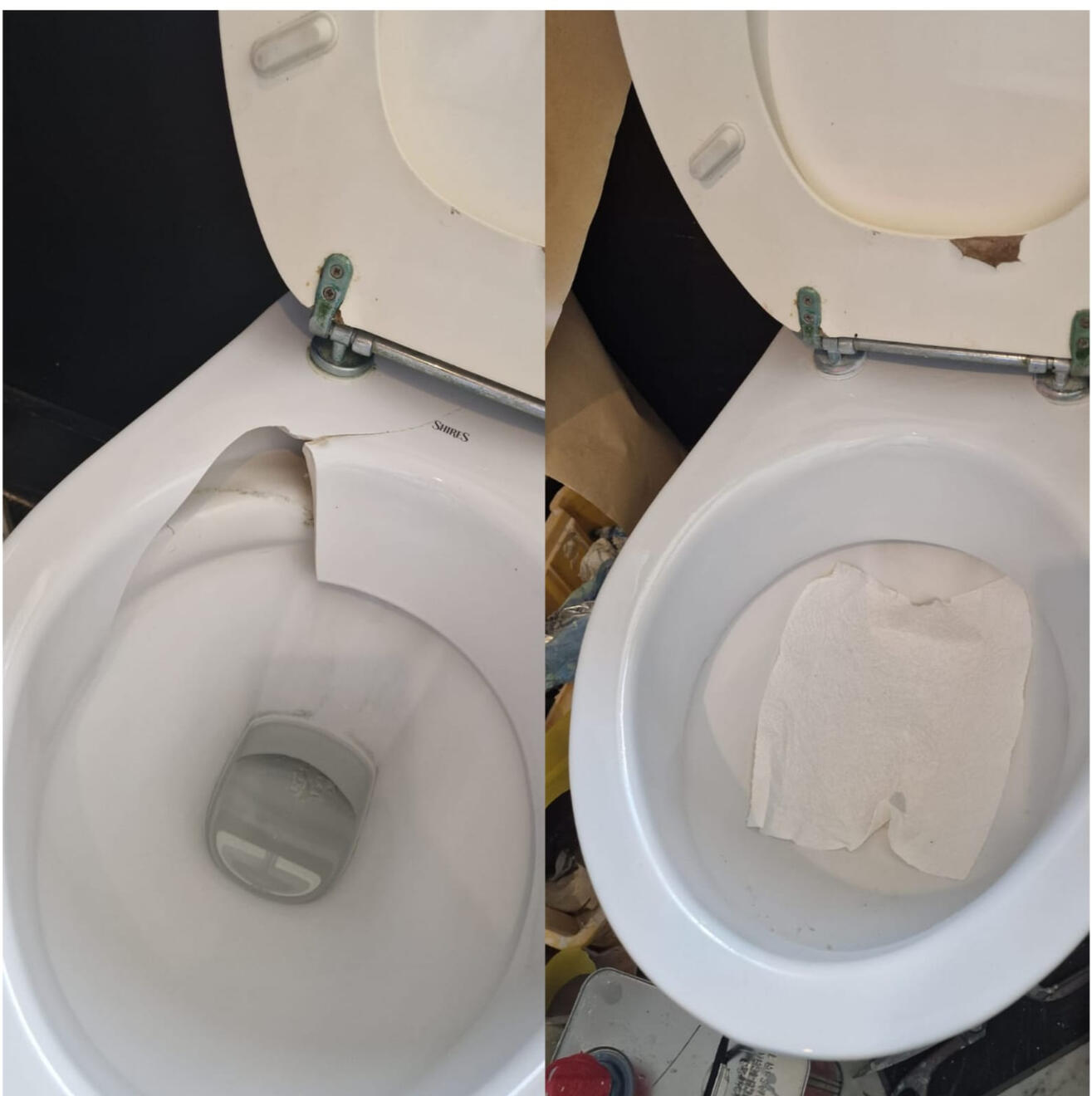 before and after pictures of a ceramic toilet crack repair before and after pictures of a ceramic toilet crack repair in Bristol