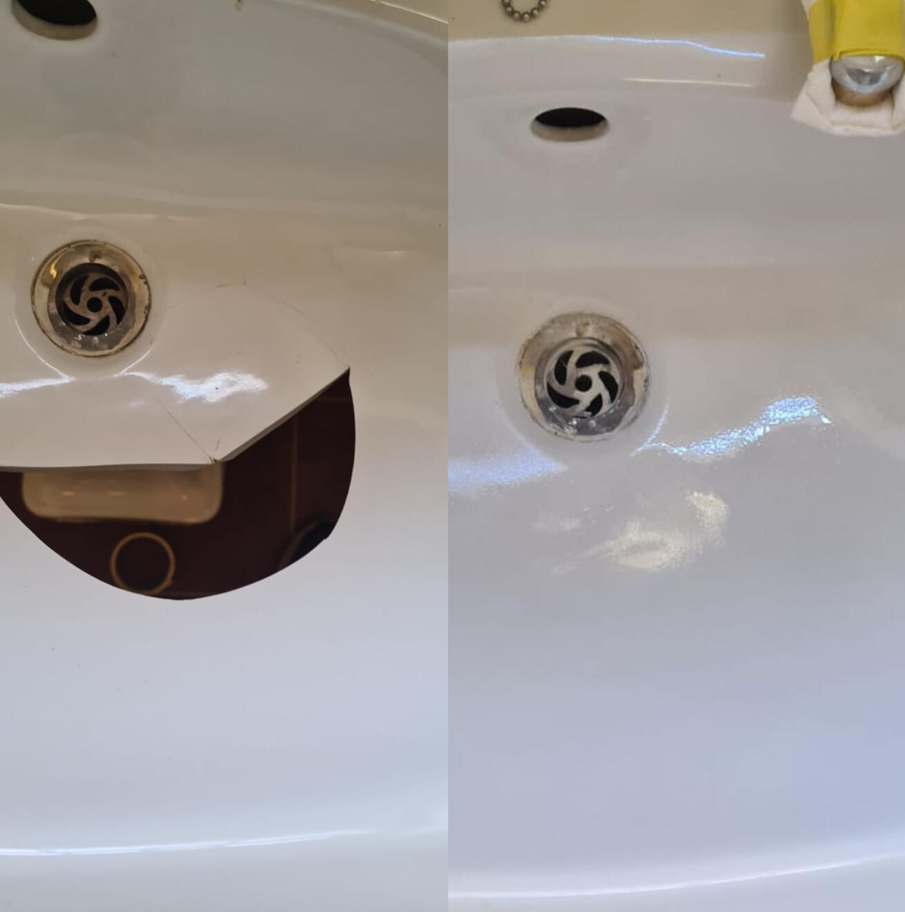 before and after pictures of a ceramic sink crack repair before and after pictures of a ceramic sink crack repair in Bristol